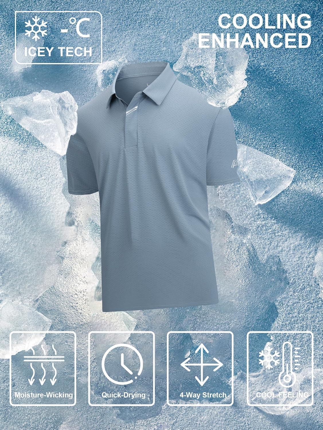 imageSAMERM Golf Shirts for Men Super Stretch Jacquard Dry Fit Golf Polo Moisture Wicking Short Sleeve Polo Shirts for MenGrey Jacquard Golf Polo