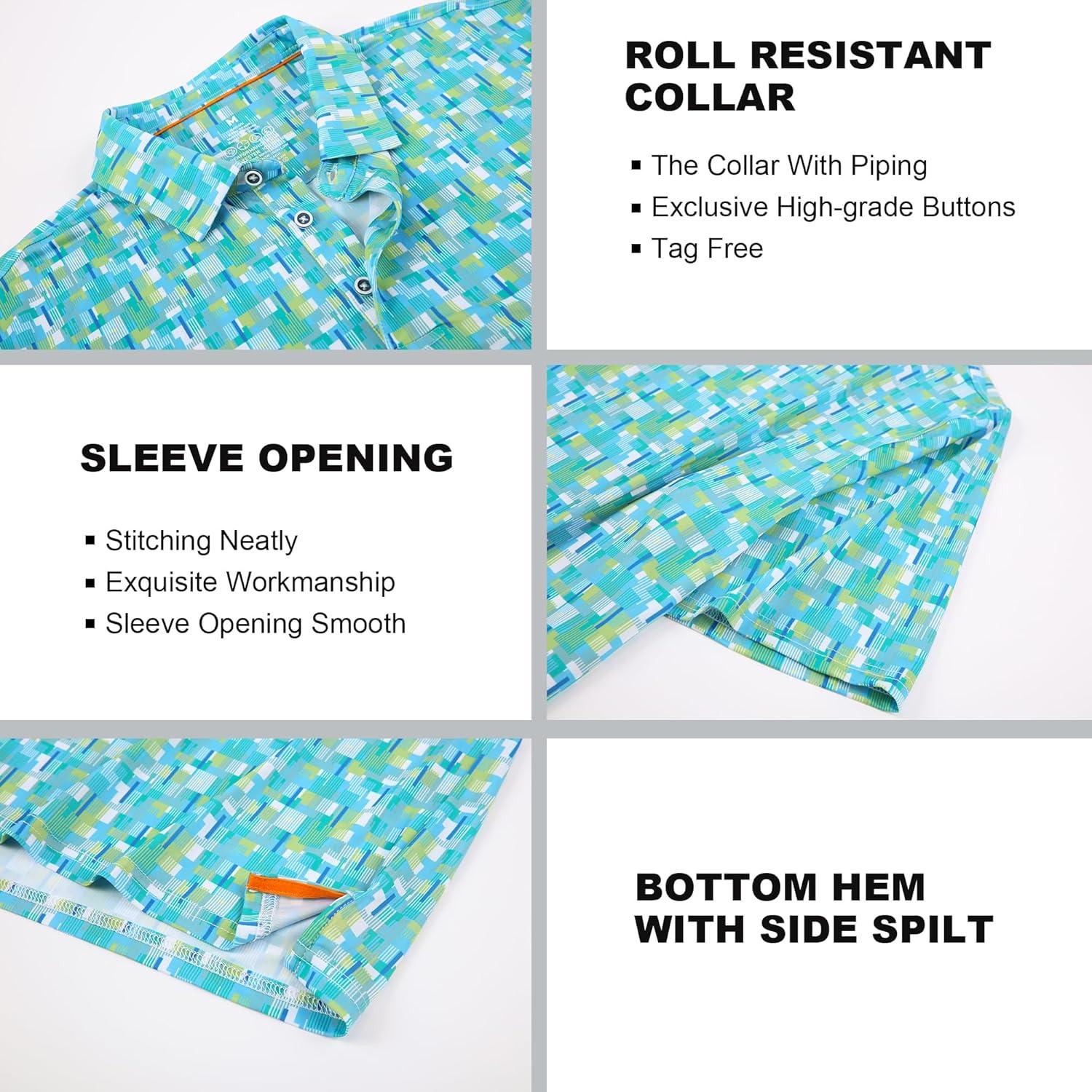 imageSAMERM Mens Golf Shirt Short Sleeve Print Performance Moisture Wicking Dry Fit Polo Shirts for MenGreenpunk L Green Punk Golf Shirt