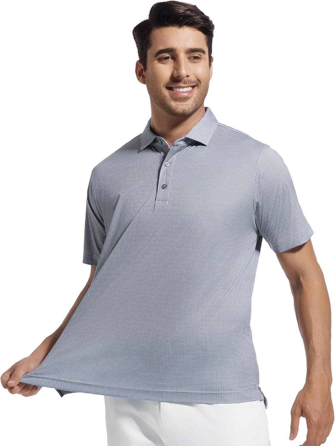 imageSAMERM Mens Golf Shirts Short Sleeve Dry Fit Performance Moisture Wicking Print Sport Polo Shirts for Men CasualBlack Dots Golf Shirt