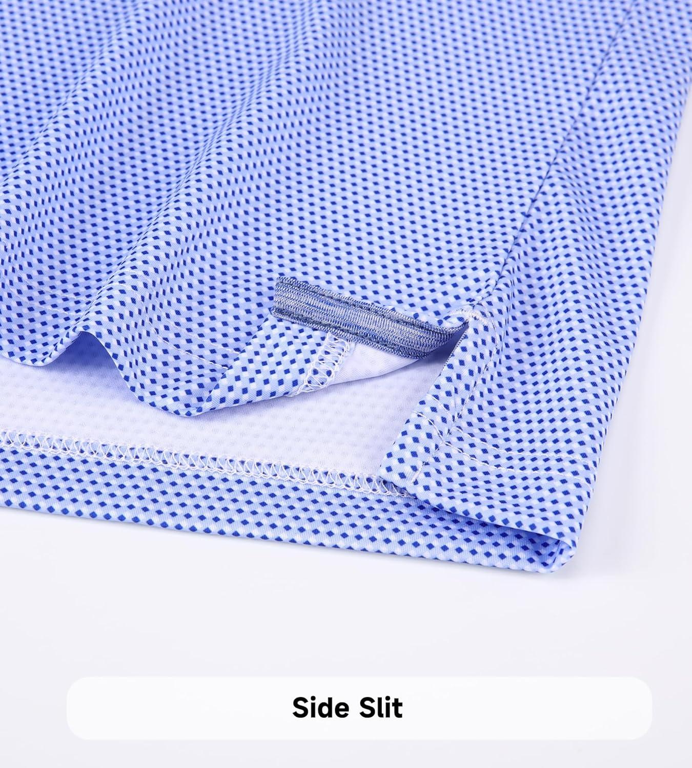 imageSAMERM Mens Golf Shirts Short Sleeve Dry Fit Performance Moisture Wicking Print Sport Polo Shirts for Men CasualBlue White Square Golf Shirt