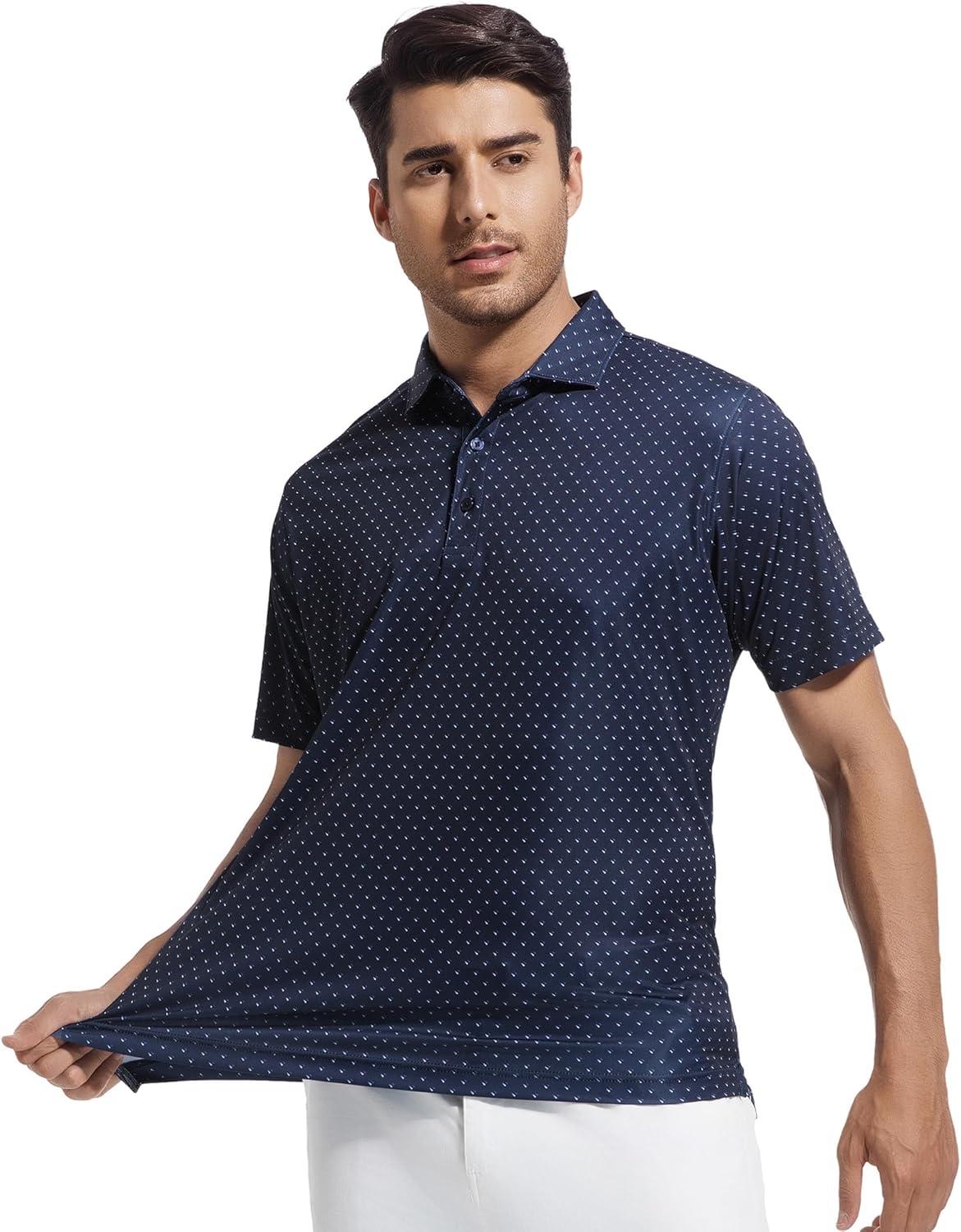 imageSAMERM Mens Golf Shirts Short Sleeve Dry Fit Performance Moisture Wicking Print Sport Polo Shirts for Men CasualNavy Sail Golf Shirt