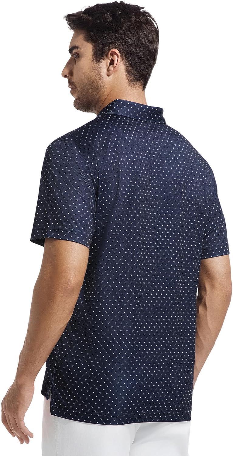 imageSAMERM Mens Golf Shirts Short Sleeve Dry Fit Performance Moisture Wicking Print Sport Polo Shirts for Men CasualNavy Sail Golf Shirt