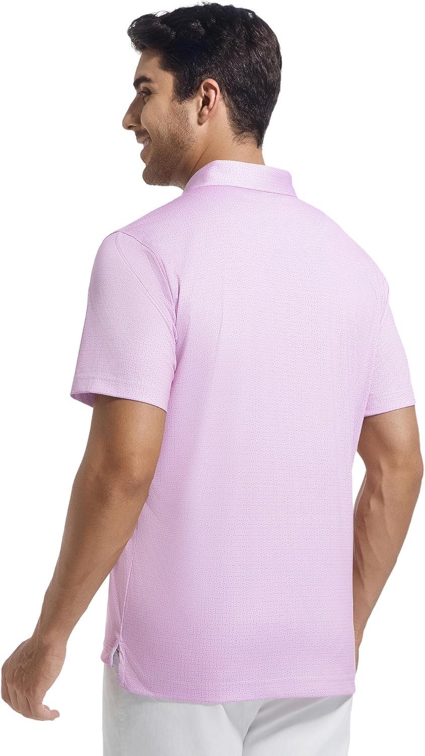 imageSAMERM Mens Golf Shirts Short Sleeve Dry Fit Performance Moisture Wicking Print Sport Polo Shirts for Men CasualPink Dots Golf Shirt