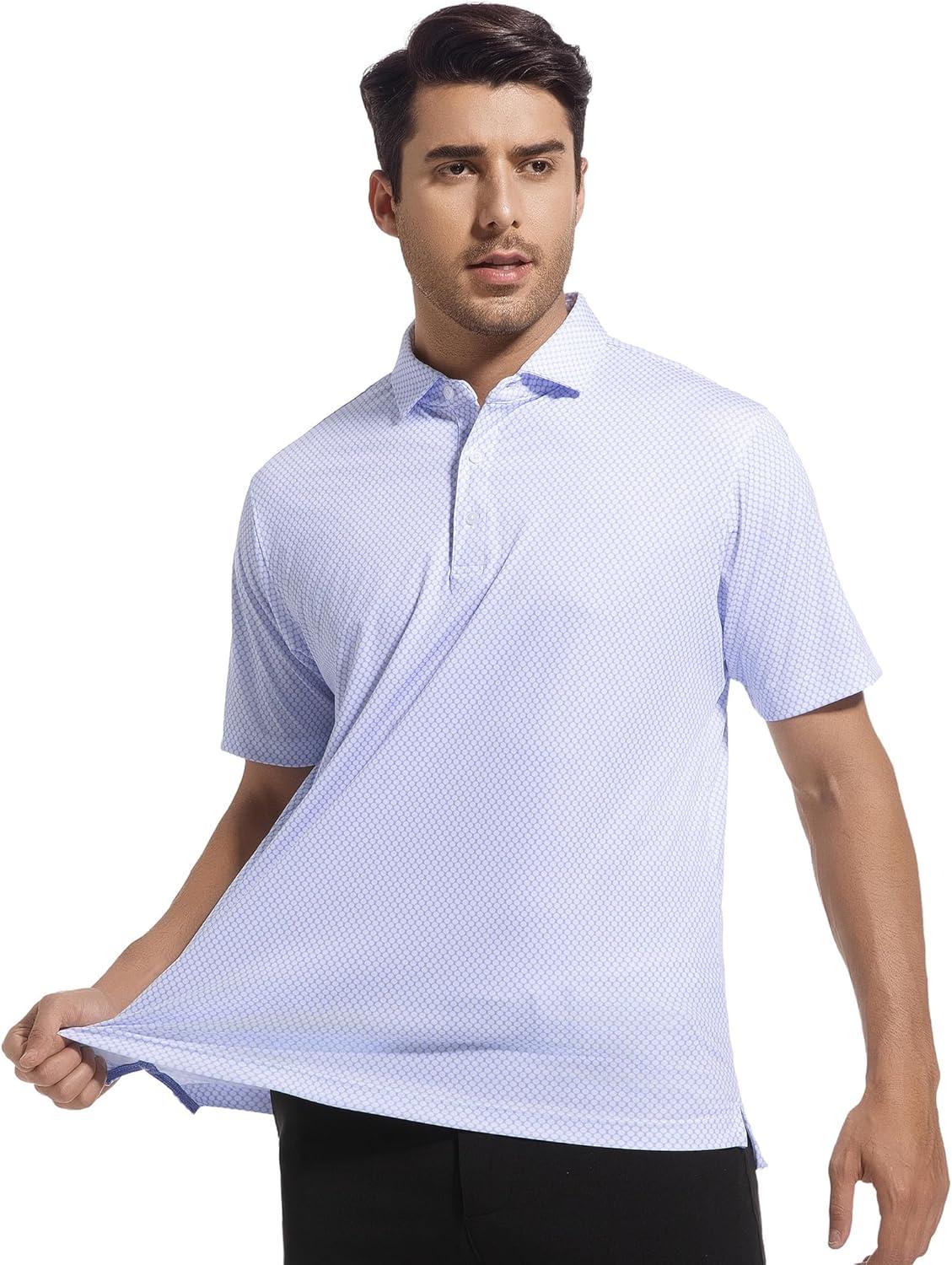 imageSAMERM Mens Golf Shirts Short Sleeve Dry Fit Performance Moisture Wicking Print Sport Polo Shirts for Men CasualWhite Circle Golf Shirt