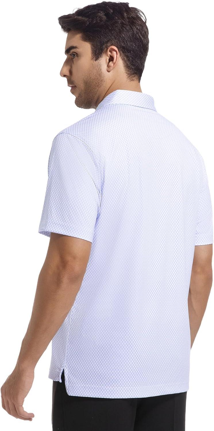 imageSAMERM Mens Golf Shirts Short Sleeve Dry Fit Performance Moisture Wicking Print Sport Polo Shirts for Men CasualWhite Circle Golf Shirt