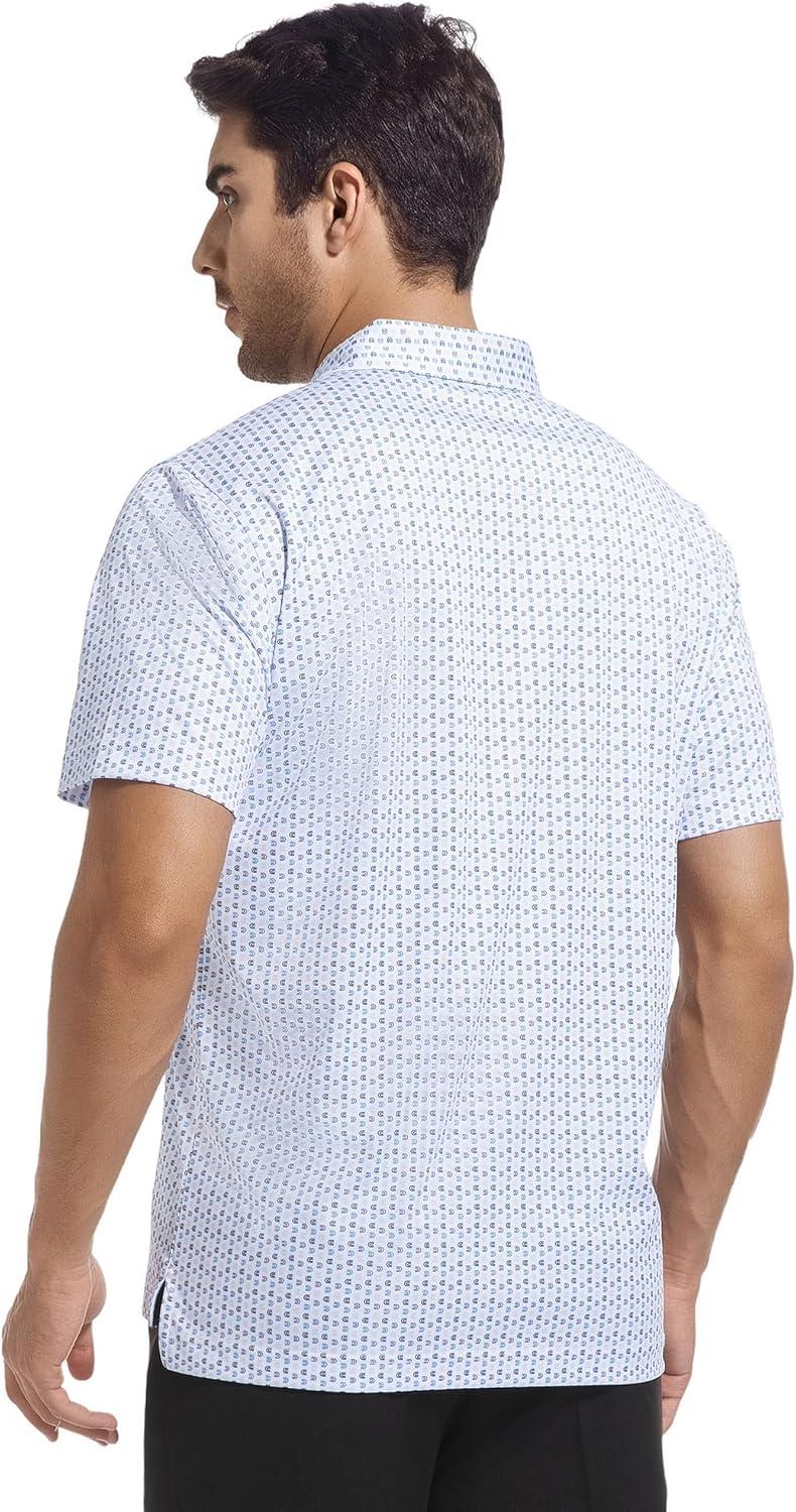 imageSAMERM Mens Golf Shirts Short Sleeve Dry Fit Performance Moisture Wicking Print Sport Polo Shirts for Men CasualWhite U Golf Shirt