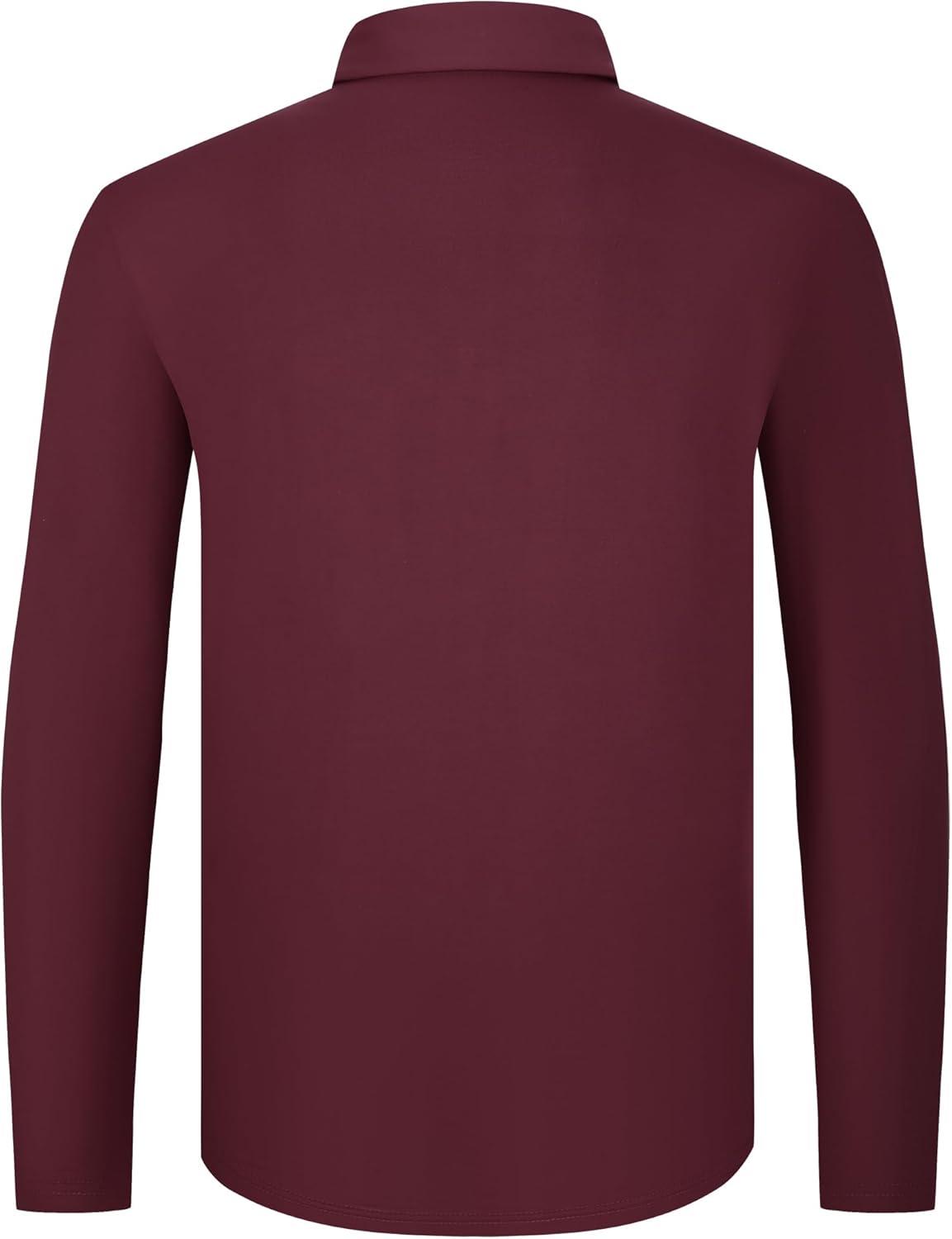 imageSAMERM Mens Long Sleeve Golf Shirts Casual Polo Shirts for Men Performance Collar Shirts Workwear OfficeMens Polo Wine Red