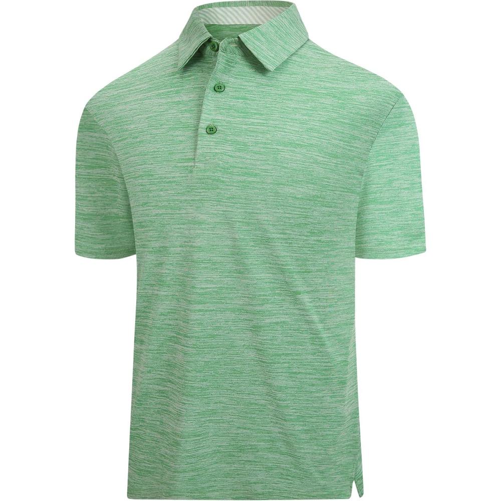imageSAMERM Golf Shirts for Men Dry Fit Short Sleeve Mens Golf Shirt Performance Moisture Wicking Polo Shirts for MenGreen Solid Polo Shirt