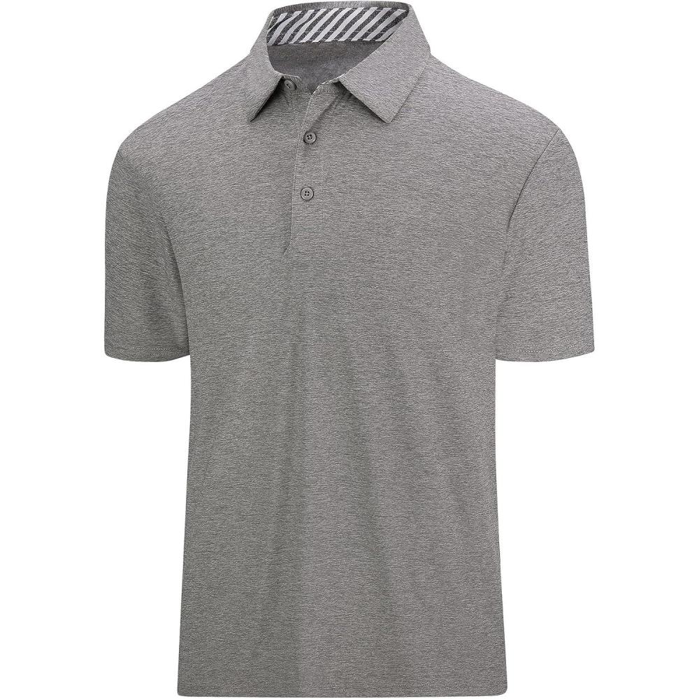 imageSAMERM Golf Shirts for Men Dry Fit Short Sleeve Mens Golf Shirt Performance Moisture Wicking Polo Shirts for MenGrey31