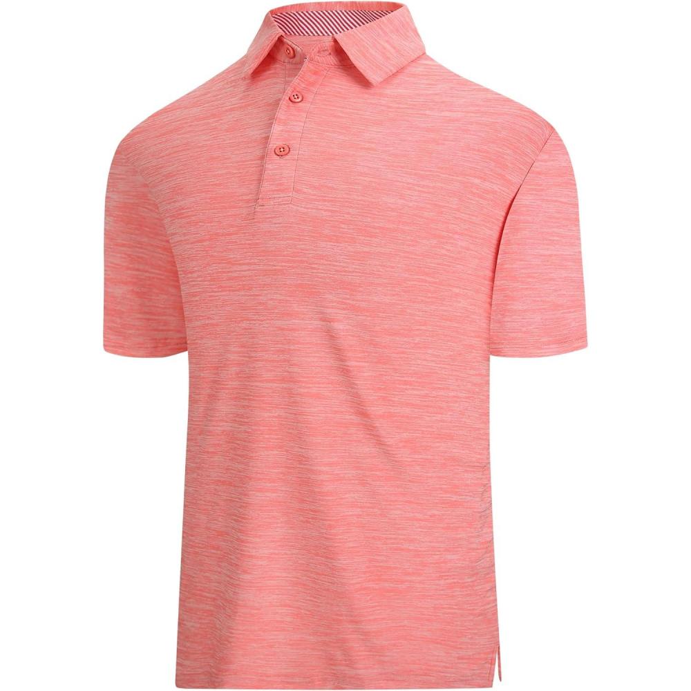 imageSAMERM Golf Shirts for Men Dry Fit Short Sleeve Mens Golf Shirt Performance Moisture Wicking Polo Shirts for MenPink Solid Polo Shirt