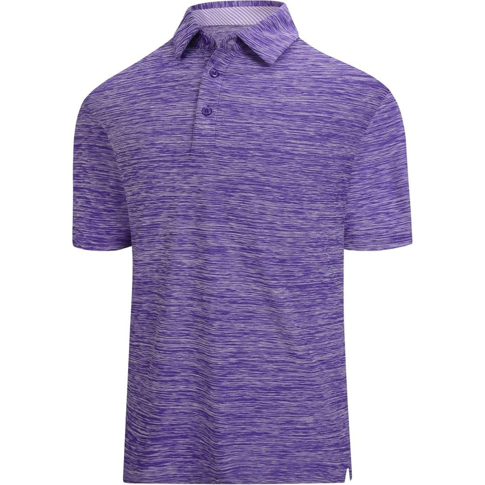 imageSAMERM Golf Shirts for Men Dry Fit Short Sleeve Mens Golf Shirt Performance Moisture Wicking Polo Shirts for MenPurple Solid Polo Shirt