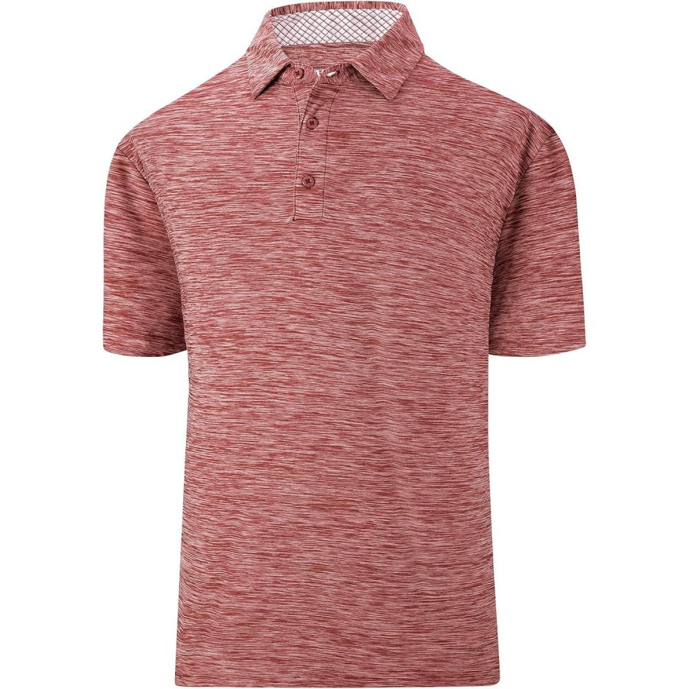 imageSAMERM Golf Shirts for Men Dry Fit Short Sleeve Mens Golf Shirt Performance Moisture Wicking Polo Shirts for MenRed