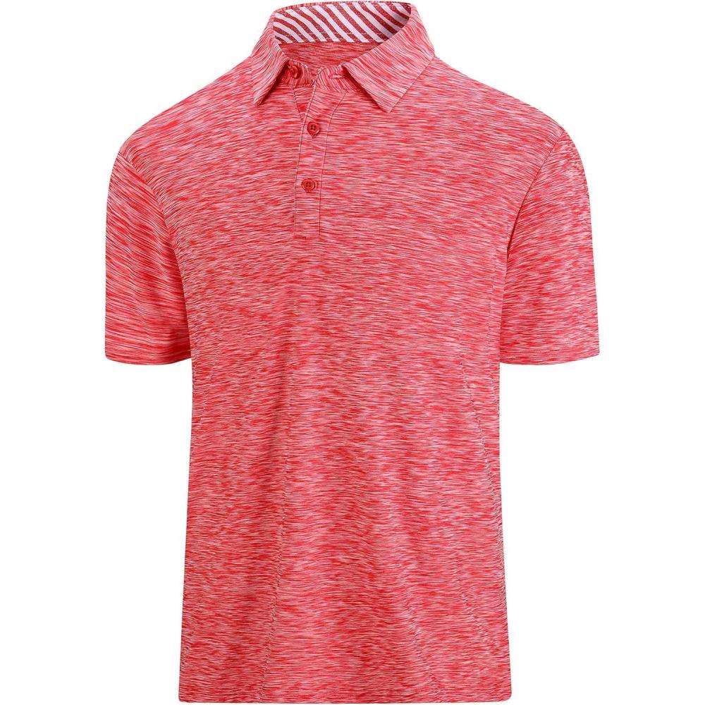 imageSAMERM Golf Shirts for Men Dry Fit Short Sleeve Mens Golf Shirt Performance Moisture Wicking Polo Shirts for MenRed01