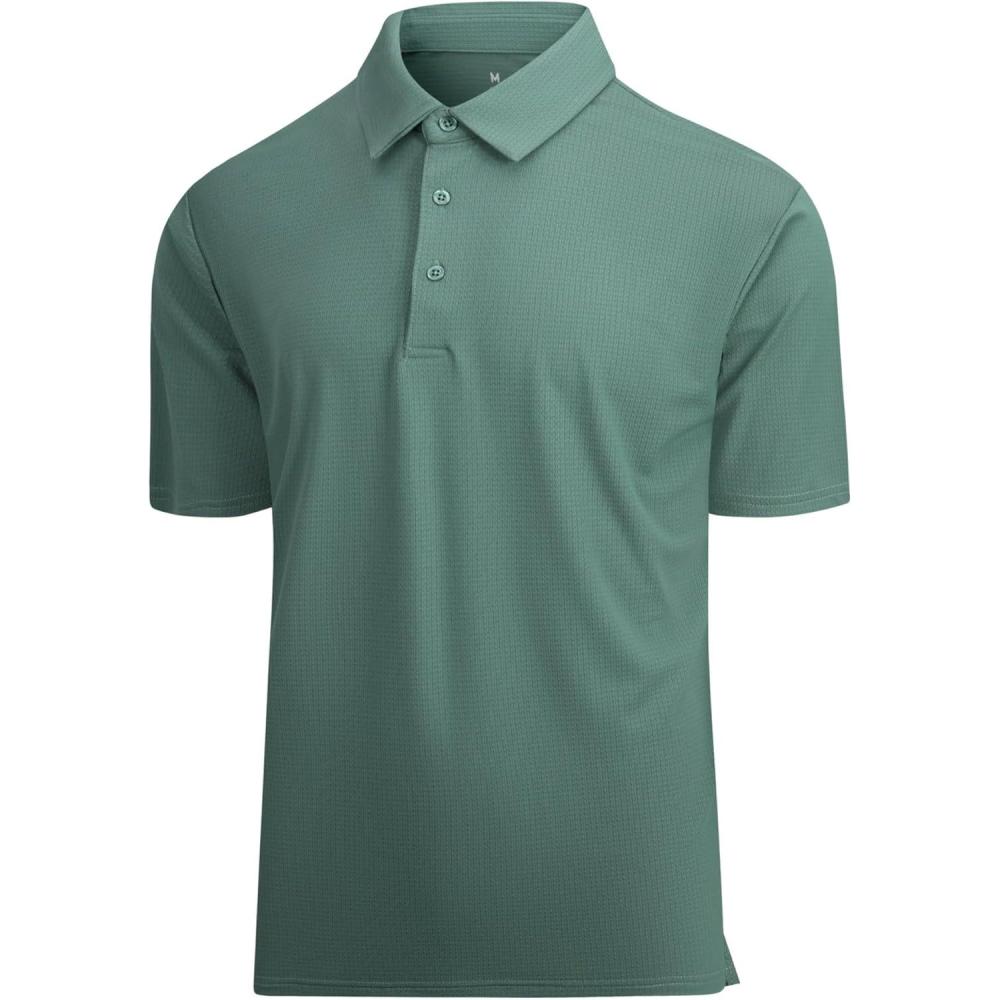 imageSAMERM Golf Shirts for Men Dry Fit Short Sleeve Mens Golf Shirt Performance Moisture Wicking Polo Shirts for MenSolid Teal