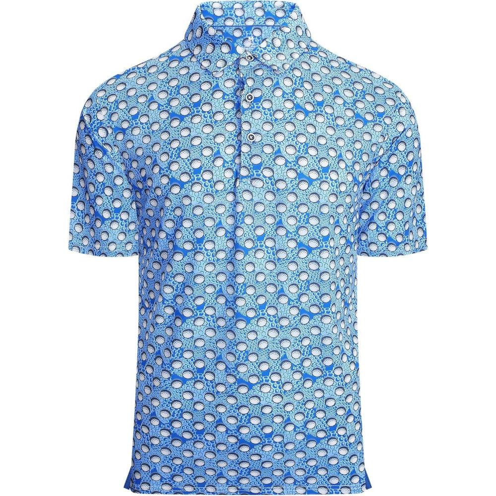imageSAMERM Golf Shirts for Men Super Stretch Jacquard Dry Fit Golf Polo Moisture Wicking Short Sleeve Polo Shirts for MenBlue Whitegolf