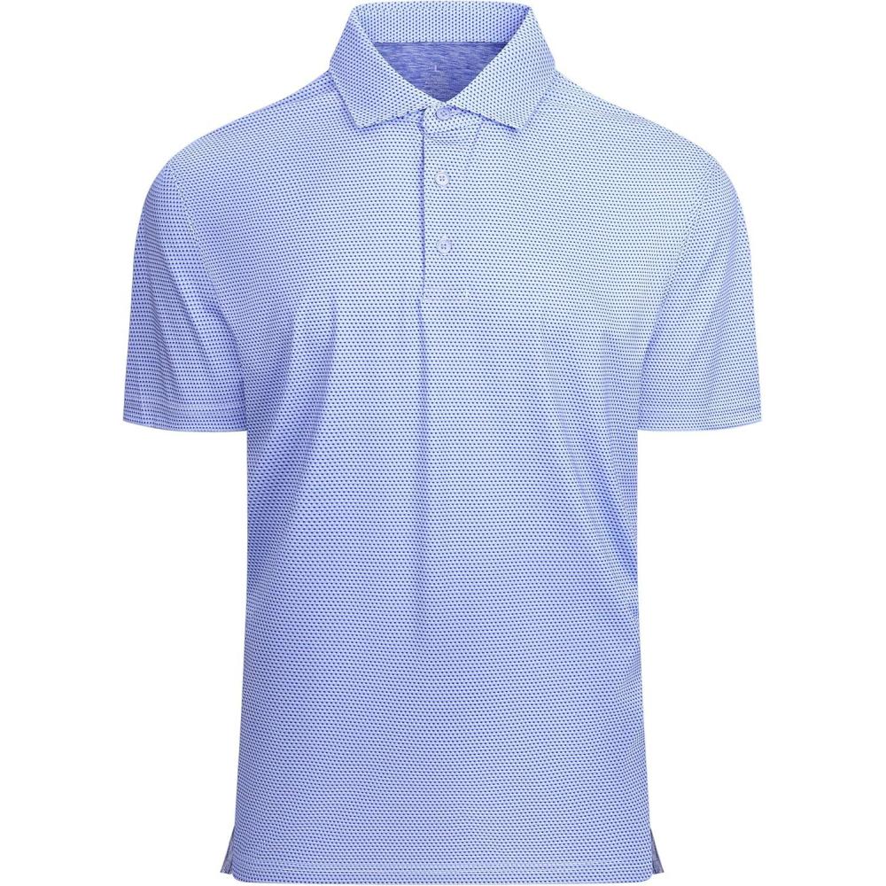 imageSAMERM Mens Golf Shirts Short Sleeve Dry Fit Performance Moisture Wicking Print Sport Polo Shirts for Men CasualBlue White Square Golf Shirt