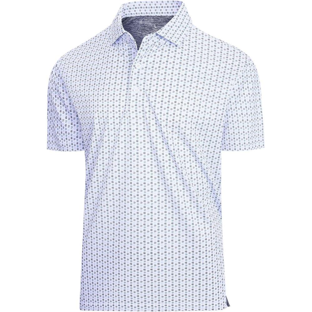 imageSAMERM Mens Golf Shirts Short Sleeve Dry Fit Performance Moisture Wicking Print Sport Polo Shirts for Men CasualWhite U Golf Shirt