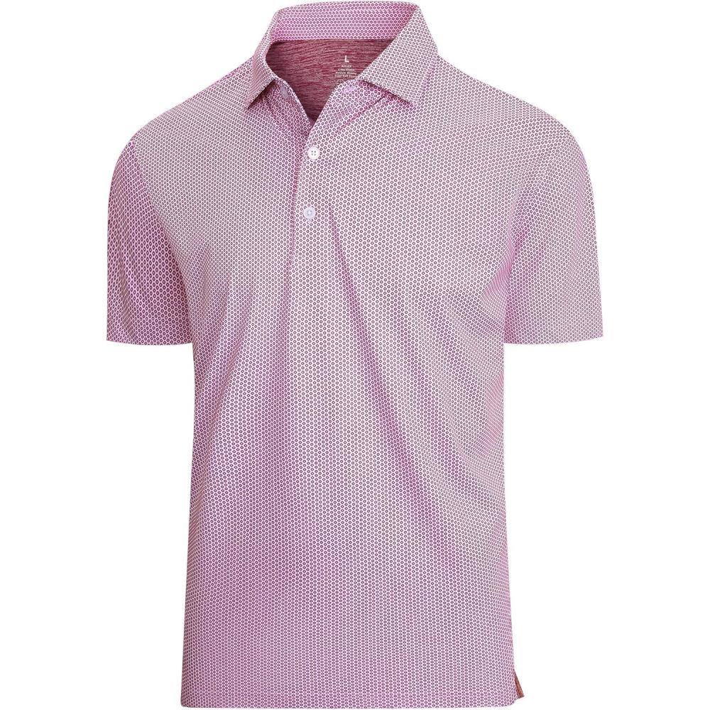 imageSAMERM Mens Golf Shirts Short Sleeve Dry Fit Performance Moisture Wicking Print Sport Polo Shirts for Men CasualWine Diamond Golf Shirt