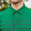 SAMERM Golf Shirts for Men Dry Fit Short Sleeve Mens Golf Shirt Performance Moisture Wicking Polo Shirts for Men(Green Stripe Polo)