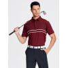 SAMERM Golf Shirts for Men Dry Fit Short Sleeve Mens Golf Shirt Performance Moisture Wicking Polo Shirts for Men(Wine Stripe Polo)