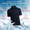 SAMERM Golf Shirts for Men Super Stretch Jacquard Dry Fit Golf Polo Moisture Wicking Short Sleeve Polo Shirts for Men(Black Golf Shirt)