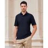SAMERM Golf Shirts for Men Super Stretch Jacquard Dry Fit Golf Polo Moisture Wicking Short Sleeve Polo Shirts for Men(Black Seamless Polo)
