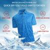 SAMERM Golf Shirts for Men Super Stretch Jacquard Dry Fit Golf Polo Moisture Wicking Short Sleeve Polo Shirts for Men(Blue)