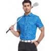 SAMERM Golf Shirts for Men Super Stretch Jacquard Dry Fit Golf Polo Moisture Wicking Short Sleeve Polo Shirts for Men(Blue)