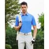 SAMERM Golf Shirts for Men Super Stretch Jacquard Dry Fit Golf Polo Moisture Wicking Short Sleeve Polo Shirts for Men(Blue Jacquard Golf Polo)