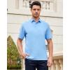 SAMERM Golf Shirts for Men Super Stretch Jacquard Dry Fit Golf Polo Moisture Wicking Short Sleeve Polo Shirts for Men(Blue Seamless Polo)