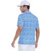 SAMERM Golf Shirts for Men Super Stretch Jacquard Dry Fit Golf Polo Moisture Wicking Short Sleeve Polo Shirts for Men(Blue Whitegolf)