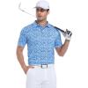 SAMERM Golf Shirts for Men Super Stretch Jacquard Dry Fit Golf Polo Moisture Wicking Short Sleeve Polo Shirts for Men(Blue Whitegolf)
