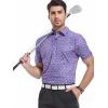 SAMERM Golf Shirts for Men Super Stretch Jacquard Dry Fit Golf Polo Moisture Wicking Short Sleeve Polo Shirts for Men(Lilac Golf Shirt)