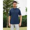 SAMERM Golf Shirts for Men Super Stretch Jacquard Dry Fit Golf Polo Moisture Wicking Short Sleeve Polo Shirts for Men(Navy Jacquard Golf Polo)