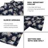 SAMERM Golf Shirts for Men Super Stretch Jacquard Dry Fit Golf Polo Moisture Wicking Short Sleeve Polo Shirts for Men(Navy Palm Leaf Shirt)