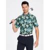 SAMERM Golf Shirts for Men Super Stretch Jacquard Dry Fit Golf Polo Moisture Wicking Short Sleeve Polo Shirts for Men(Palm Black Polo)
