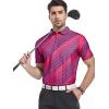 SAMERM Golf Shirts for Men Super Stretch Jacquard Dry Fit Golf Polo Moisture Wicking Short Sleeve Polo Shirts for Men(Pink)