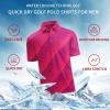 SAMERM Golf Shirts for Men Super Stretch Jacquard Dry Fit Golf Polo Moisture Wicking Short Sleeve Polo Shirts for Men(Pink)