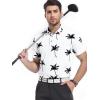 SAMERM Golf Shirts for Men Super Stretch Jacquard Dry Fit Golf Polo Moisture Wicking Short Sleeve Polo Shirts for Men(White Coconuttree Polo)