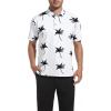 SAMERM Golf Shirts for Men Super Stretch Jacquard Dry Fit Golf Polo Moisture Wicking Short Sleeve Polo Shirts for Men(White Coconuttree Polo)