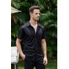 SAMERM Mens Dress Shirt Wrinkle Free Moisture Wicking 4-Way High Stretch Super Soft Casual Button Down Shirts(Black Short Sleeve Shirt)