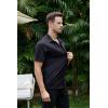 SAMERM Mens Dress Shirt Wrinkle Free Moisture Wicking 4-Way High Stretch Super Soft Casual Button Down Shirts(Black Short Sleeve Shirt)