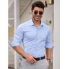 SAMERM Mens Dress Shirt Wrinkle Free Moisture Wicking 4-Way High Stretch Super Soft Casual Button Down Shirts(Blue Long Sleeve Shirt)