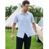 SAMERM Mens Dress Shirt Wrinkle Free Moisture Wicking 4-Way High Stretch Super Soft Casual Button Down Shirts(Blue Short Sleeve Shirt)