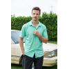 SAMERM Mens Dress Shirt Wrinkle Free Moisture Wicking 4-Way High Stretch Super Soft Casual Button Down Shirts(Lightgreen Short Sleeve Shirt)