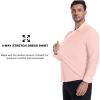 SAMERM Mens Dress Shirt Wrinkle Free Moisture Wicking 4-Way High Stretch Super Soft Casual Button Down Shirts(Seamless Pink)