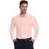 SAMERM Mens Dress Shirt Wrinkle Free Moisture Wicking 4-Way High Stretch Super Soft Casual Button Down Shirts(Seamless Pink)