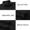 SAMERM Mens Dress Shirt Wrinkle Free Moisture Wicking 4-Way High Stretch Super Soft Casual Button Down Shirts(Stripe Black)