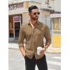 SAMERM Mens Dress Shirt Wrinkle Free Moisture Wicking 4-Way High Stretch Super Soft Casual Button Down Shirts(Stripe Brown)