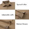 SAMERM Mens Dress Shirt Wrinkle Free Moisture Wicking 4-Way High Stretch Super Soft Casual Button Down Shirts(Stripe Brown)